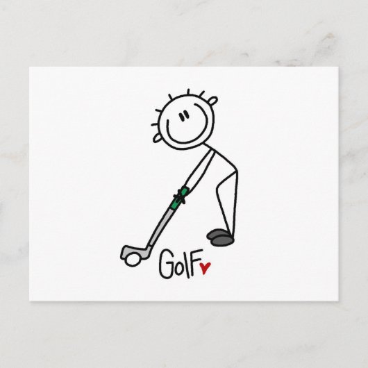 Simple Stick Figuur Golfer Briefkaart (Voorkant)