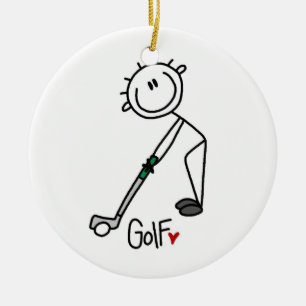 Simple Stick Figuur Golfer Keramisch Ornament