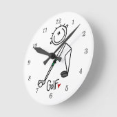 Simple Stick Figuur Golfer Ronde Klok (Hoek)