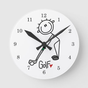 Simple Stick Figuur Golfer Ronde Klok
