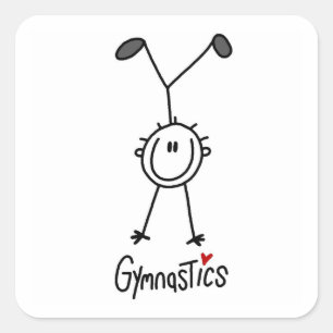 Simple Stick Figuur Gymnast Vierkante Sticker