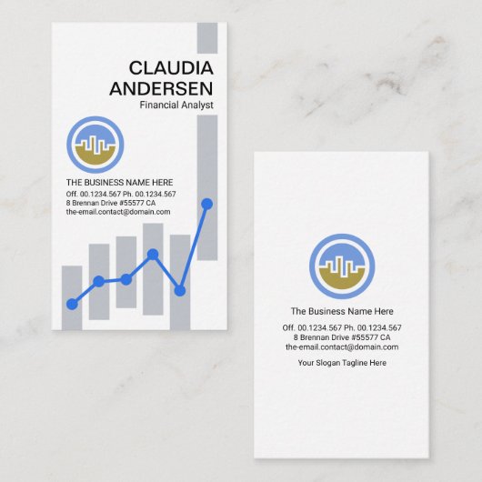 Simple Stock Share Bar Graph Visitekaartje (Voorkant / Achterkant)