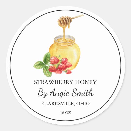 Simple Strawberry Infused Honey Label (Voorkant)