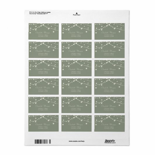 Simple String Lights Sage Green  Etiket (Full Sheet)