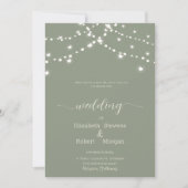 Simple String Lights Sage Green Wedding Kaart (Voorkant)