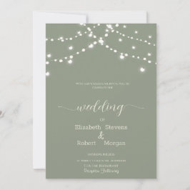Simple String Lights Sage Green Wedding Kaart