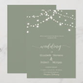 Simple String Lights Sage Green Wedding Kaart (Voorkant / Achterkant)