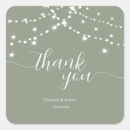 Simple String Lights Sage Green  Wedding Vierkante Sticker