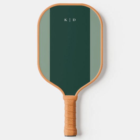Simple Stripe Monogram Donkergroen Pickleball Paddle (Voorkant)