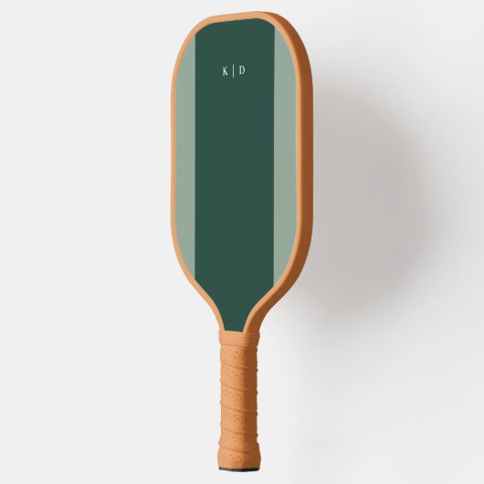 Simple Stripe Monogram Donkergroen Pickleball Paddle (Links)