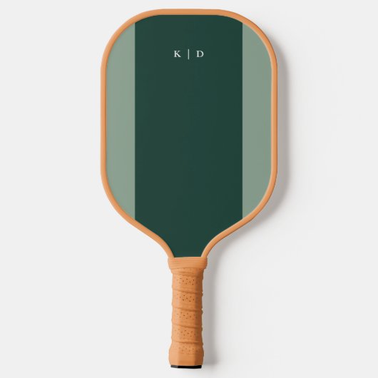 Simple Stripe Monogram Donkergroen Pickleball Paddle (Achterkant)