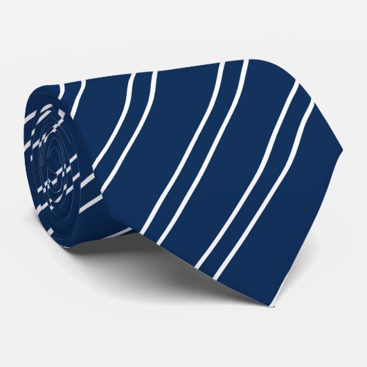 Simple Striped Custom Initials Stropdas (Opgerold)