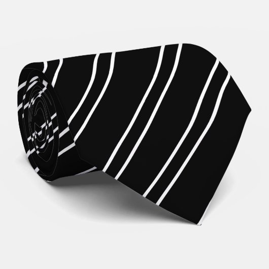 Simple Striped Custom Initials Stropdas (Opgerold)