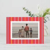 Simple Stripes and Scallops Landscape Photo Feestdagenkaart (Staand voorkant)