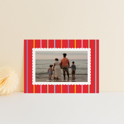 Simple Stripes and Scallops Landscape Photo Feestdagenkaart