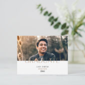 Simple Student Photo Afstuderen Aankondigingskaart (Staand voorkant)