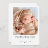 Simple Stylish Modern Borders Custom Photo Birth Aankondiging (Voorkant / Achterkant)