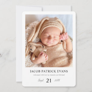 Simple Stylish Modern Borders Custom Photo Birth Aankondiging