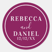 Simple Stylish Modern Minimal Monogram Wedding  Ronde Sticker (Voorkant)