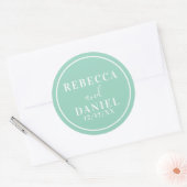 Simple Stylish Modern Minimal Monogram Wedding Ronde Sticker (Envelop)