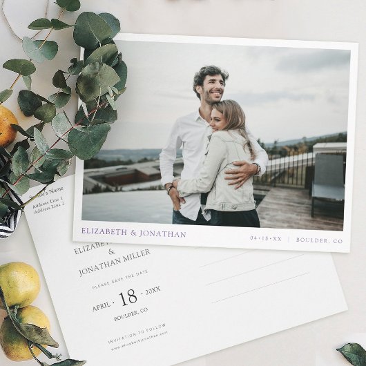 Simple Stylish Modern Photo Wedding Save the Date Uitnodiging Briefkaart