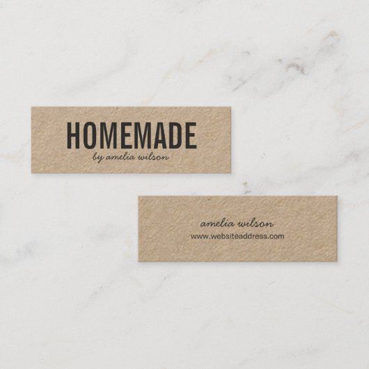 Simple Stylish Rustic Homemade Kraft Mini Visitekaartje (Voorkant / Achterkant)
