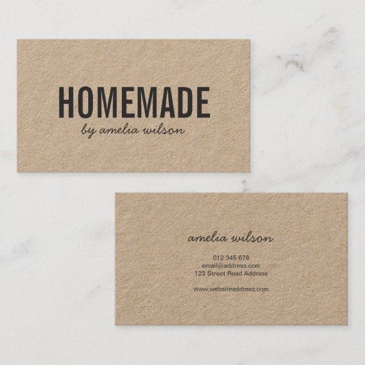 Simple Stylish Rustic Homemade Kraft Visitekaartje (Voorkant / Achterkant)