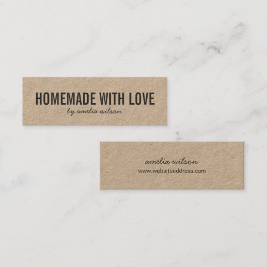 Simple Stylish Rustic Homemade with Love Kraft Mini Visitekaartje (Voorkant / Achterkant)