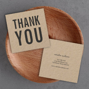 Simple Stylish Rustic Thank You Kraft Vierkante Visitekaartjes