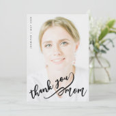 Simple Stylish Thank You Mom Black Script Photo Kaart (Staand voorkant)