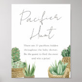 Simple Succulent Pacifier Hunt Baby shower Poster (Voorkant)