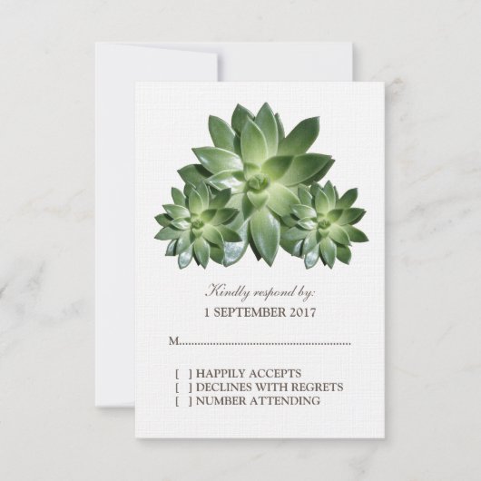Simple Succulent Wedding RSVP-Kaart RSVP Kaartje (Voorkant)