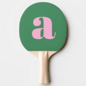 Simple Summer Pink Green Retro Monogram Initial Tafeltennisbatje (Achterkant)