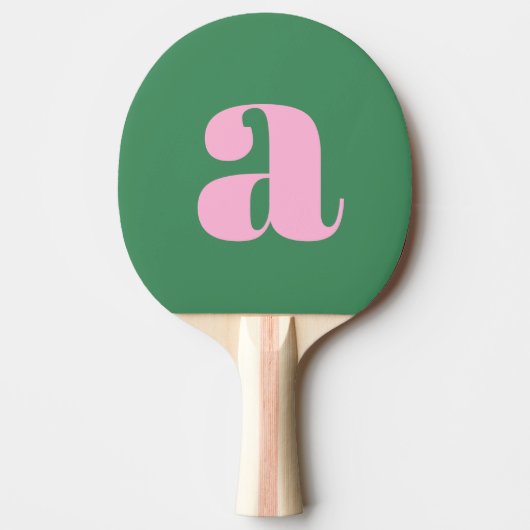 Simple Summer Pink Green Retro Monogram Initial Tafeltennisbatje (Voorkant)