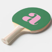 Simple Summer Pink Green Retro Monogram Initial Tafeltennisbatje (Voorkant Gekanteld)