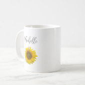 Simple Sunflower Elegant script Koffiemok (Voorkant links)