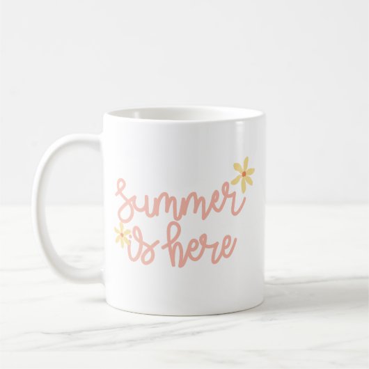 Simple Sunshine Summer Pastel Pink Script Geel Koffiemok (Links)