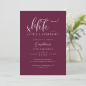 Simple Surprise Birthday Party Cranberry Kaart (Staand voorkant)