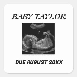 SIMPLE & SWEET: AANKONDIGING VAN BABY VIERKANTE STICKER