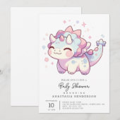 Simple Sweet Dinosaur Baby shower Kaart (Voorkant / Achterkant)