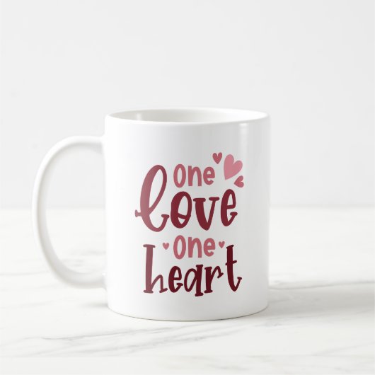 Simple Sweet Love One Love One Heart Romantic Cute Koffiemok (Links)