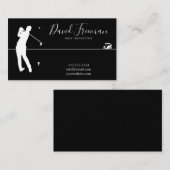 Simple Swing Silhouette Black Golf Instructor Visitekaartje (Voorkant / Achterkant)
