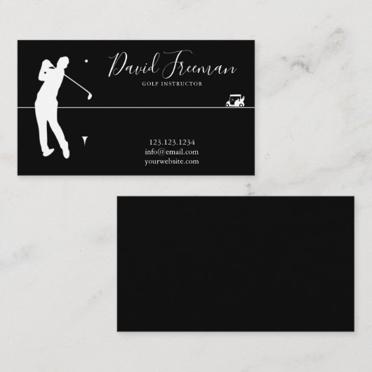 Simple Swing Silhouette Black Golf Instructor Visitekaartje (Voorkant / Achterkant)