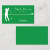 Simple Swing Silhouette Green Golf Instructor Visitekaartje (Voorkant / Achterkant)