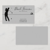 Simple Swing Silhouette Grey Golf Instructor Visitekaartje (Voorkant / Achterkant)