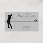 Simple Swing Silhouette Grey Golf Instructor Visitekaartje (Voorkant)