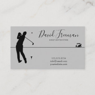 Simple Swing Silhouette Grey Golf Instructor  Visitekaartje