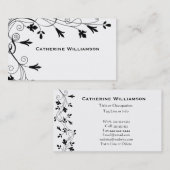 Simple Swirl Black White Floral stijlvol modern Visitekaartje (Voorkant / Achterkant)