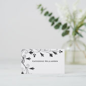 Simple Swirl Black White Floral stijlvol modern Visitekaartje (Staand voorkant)