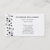 Simple Swirl Black White Floral stijlvol modern Visitekaartje (Achterkant)